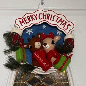 Rudolph and Clarice Holiday wreath 14 inches